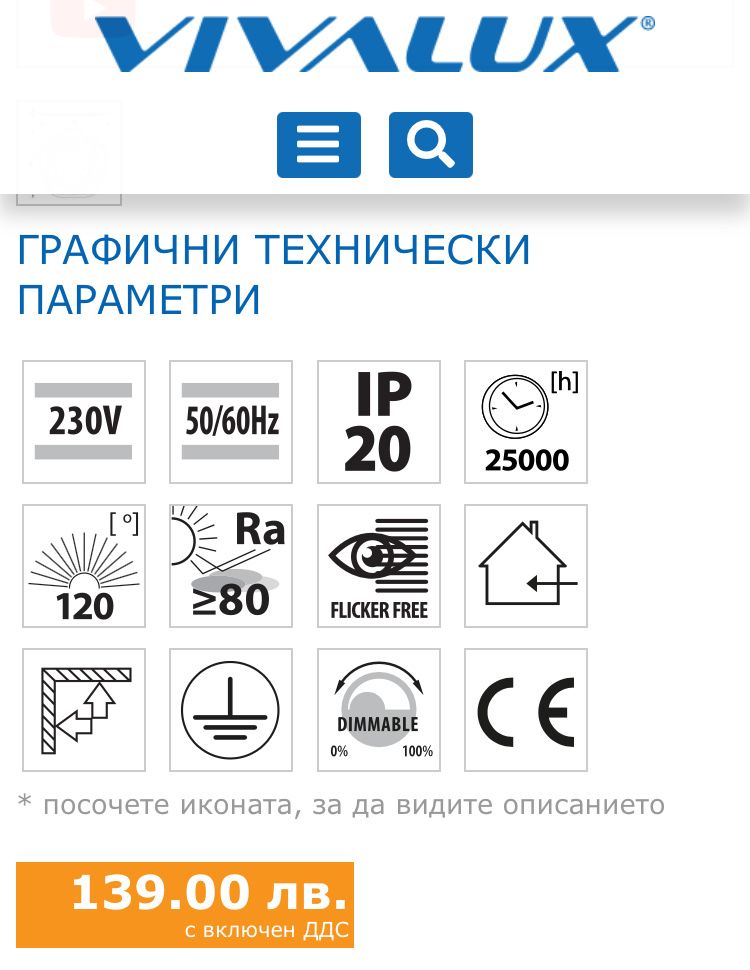 Лед плафониера Вивалукс