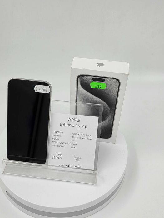 Garantie 24 luni Iphone 15 PRO 256GB baterie 89% CashBox