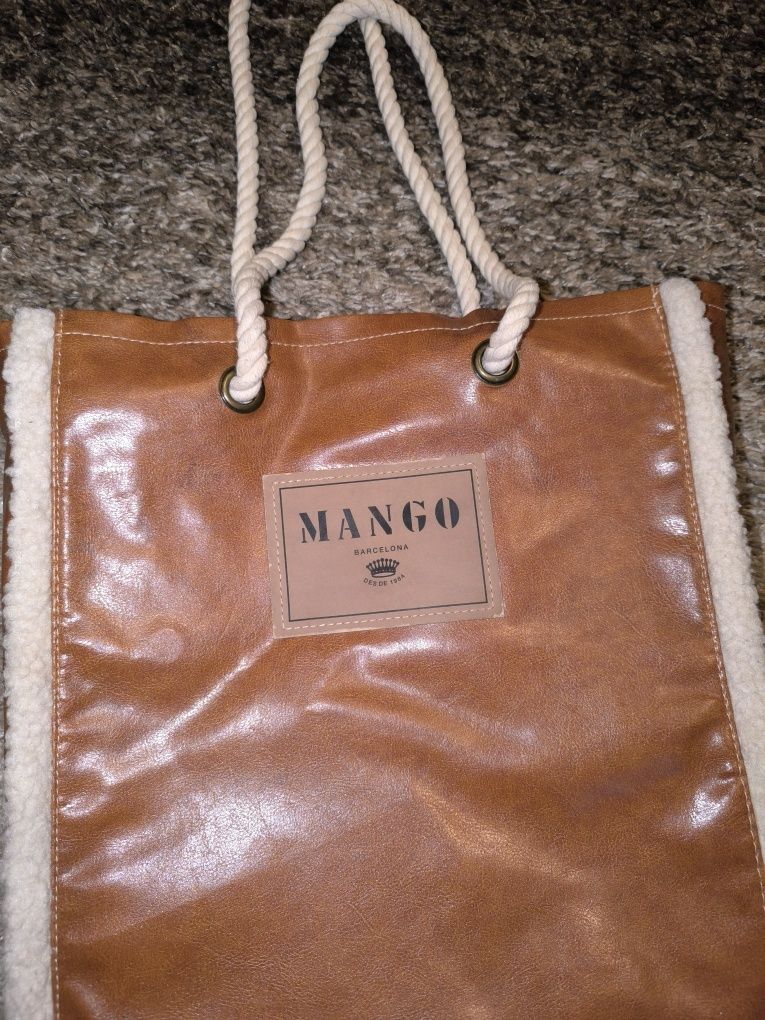 Естествена кожа Mango чанта тип торба