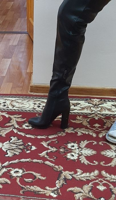 Сапоги чёрные, ботфорты, новые, 35размер, экокожа, осенние, удобные, .