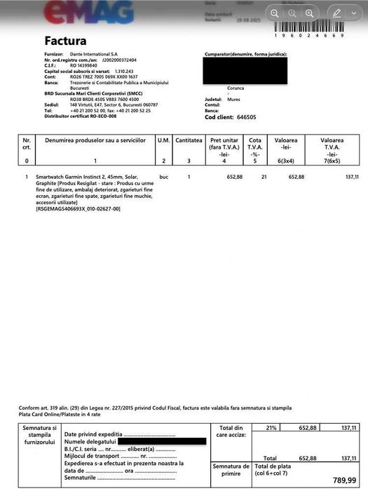 Garmin Instinct 2 Solar, 45mm, Graphite – ca nou, în garanție!