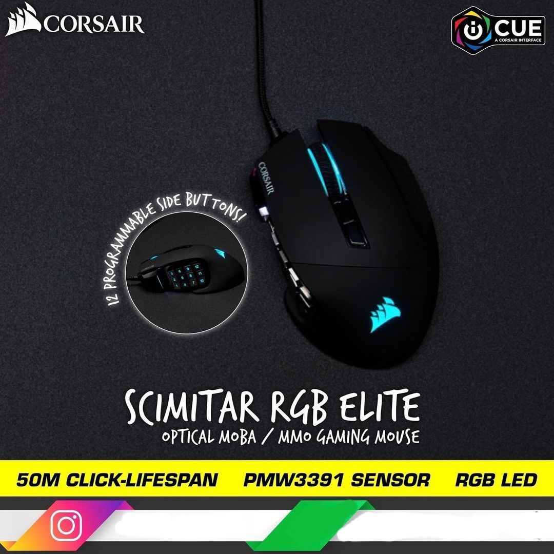 СКИДКА! CORSAIR Scimitar RGB ELITE (12прог кнопок) мышка/мышь