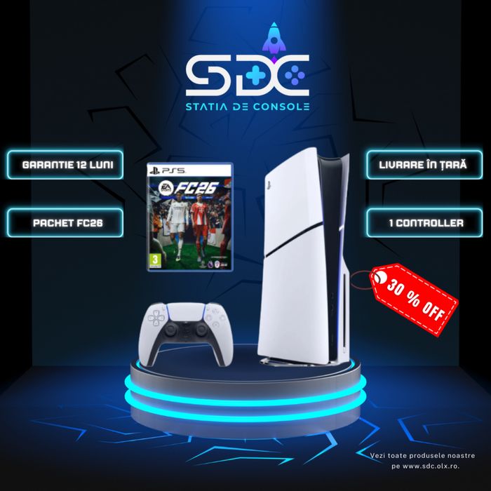 PS5 Slim Disc (Playstation 5) + FC26 + 1 Controller | Garantie 12 LUNI