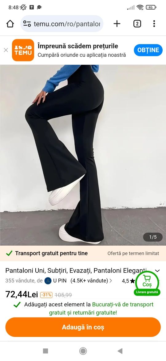 Pantaloni evazati dama M