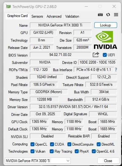 RTX 3080 ti 12gb