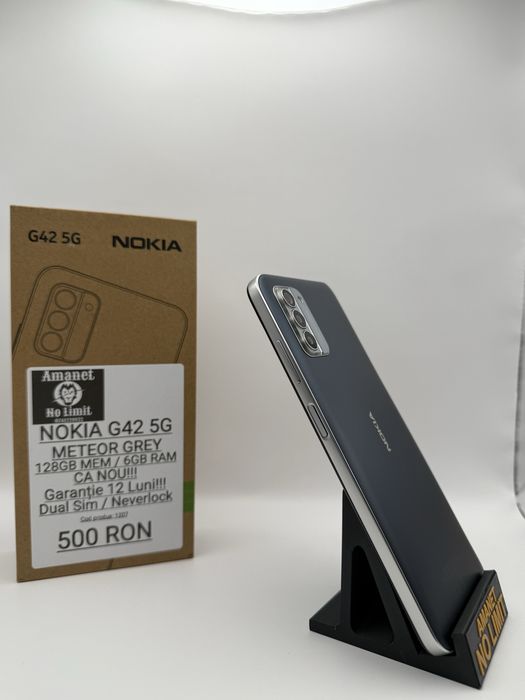 Nokia G42 5G Gray 128GB / 6GB RAM CA Nou Garantie 1An, AMANET NO LIMIT