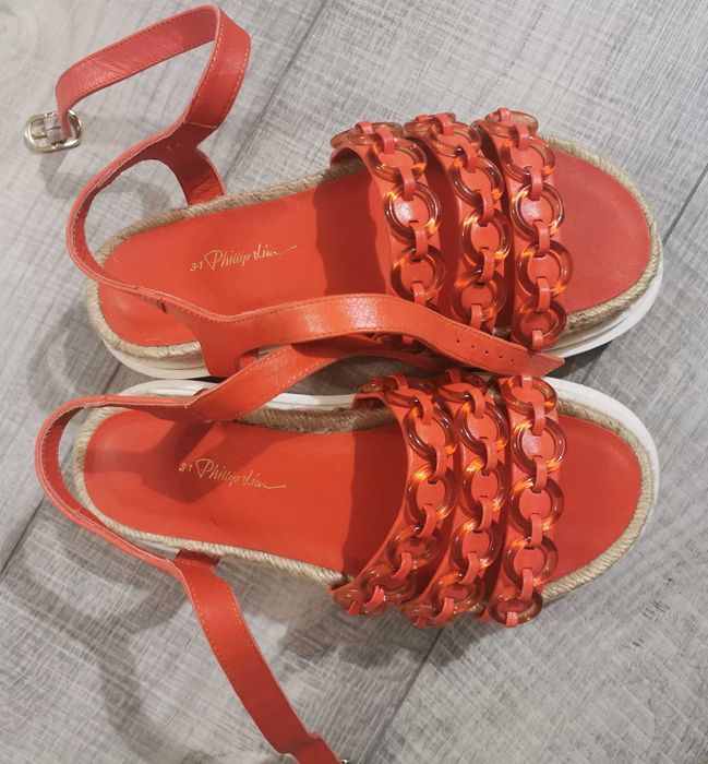 Sandale dama 3.1 Phillip Lim Noa Platform Orange Leather noi 35