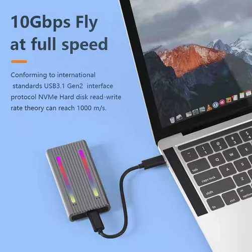 Adaptor M.2 NVME/SATA ext la USB Type C 3.1 Gen 2 RGB Au Dual Protocol