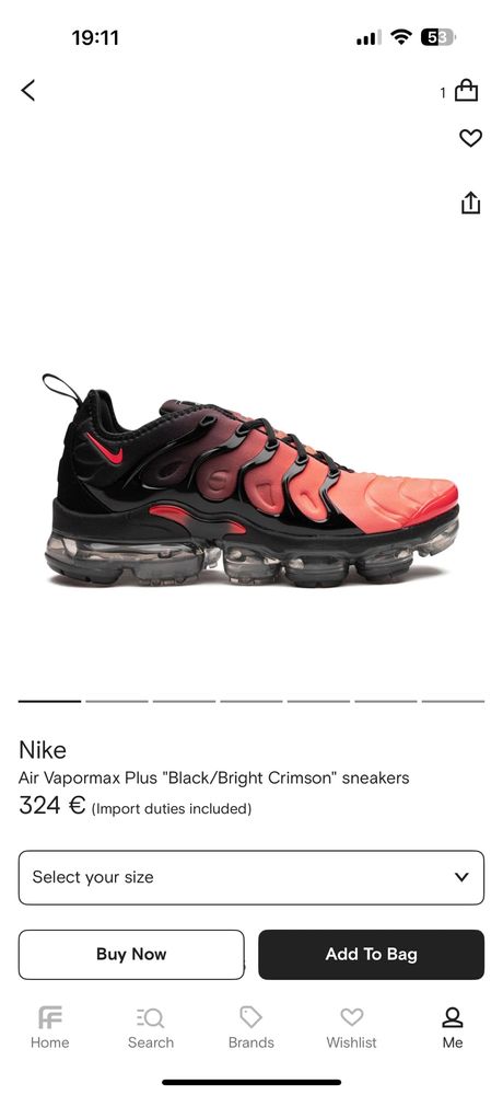 Vand Nike Air Vapormax Plus Black/Bright Crimson