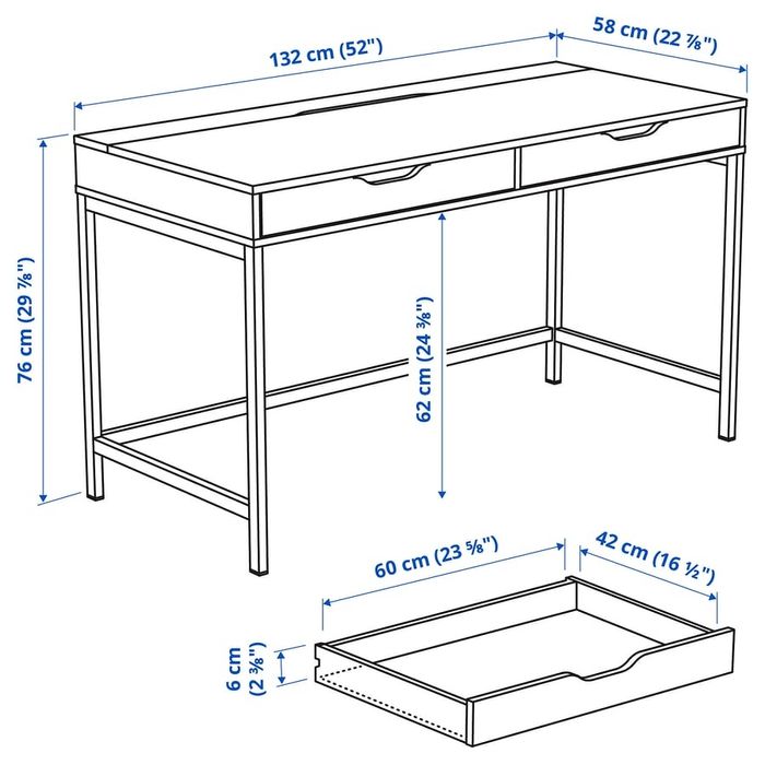 Birou Ikea cu sertare si sina suport