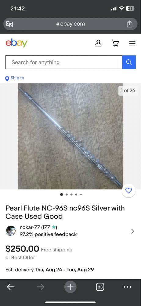 Vând Flaut Pearl NC-96S (silver plated) made in Japan.