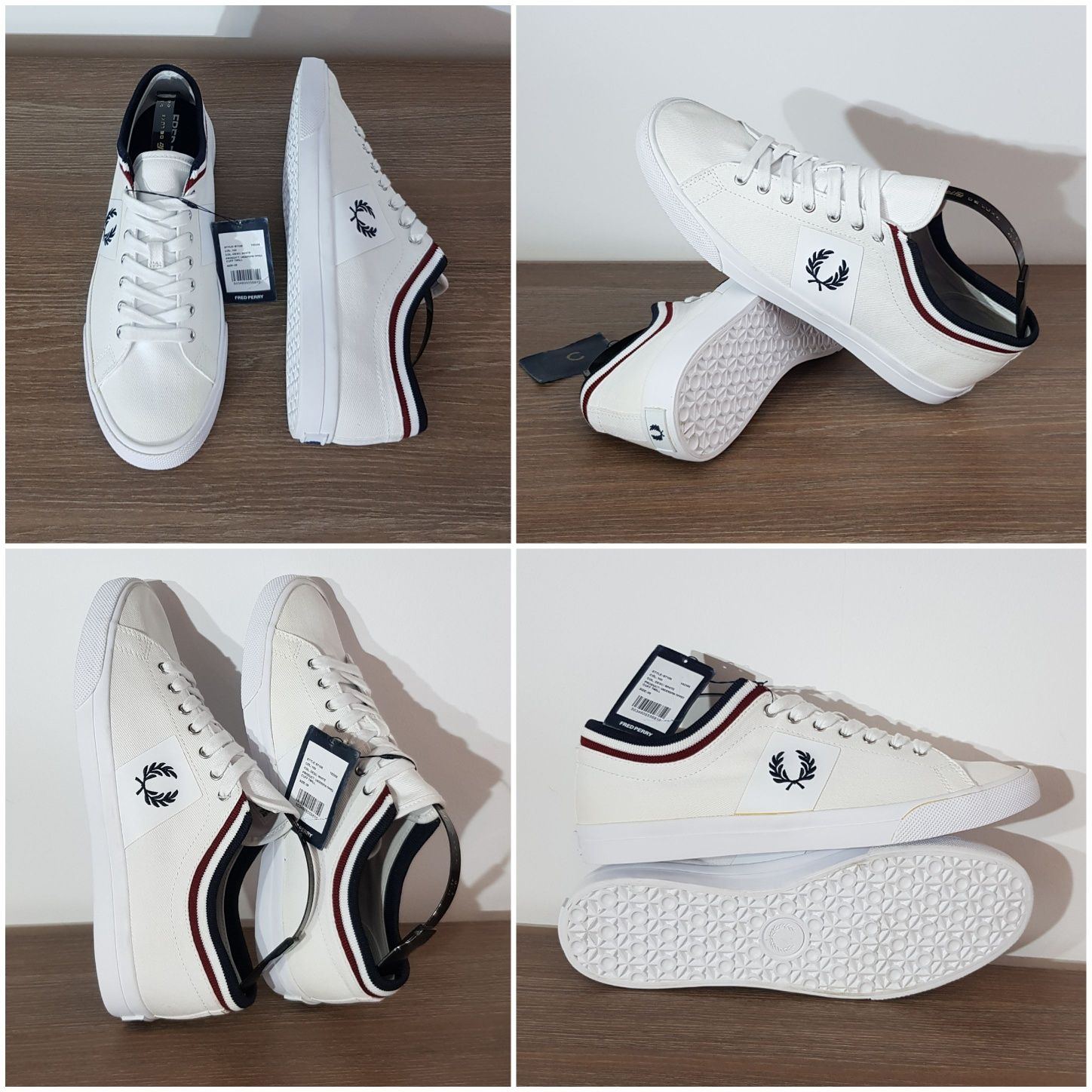 Fred Perry teneși din twill cu manșetă și vârf Underspin, Nr.43 EU