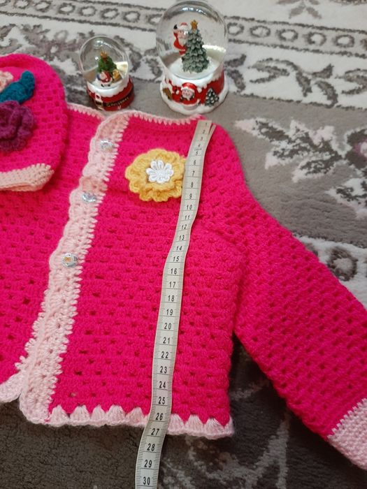 Cardigan fete și căciuliță