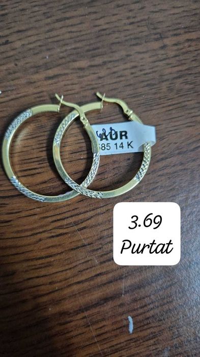 Cercei din aur de 14k de dama ( purtați)