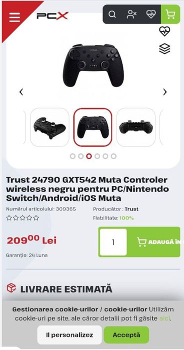 Trust 24790 GXT542 Muta Controler wireless negru pentru PC/Nintendo Sw