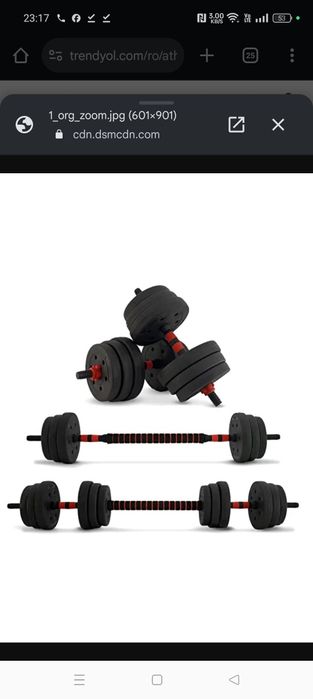 Set gantere/halteră multifuncțional 25 kg