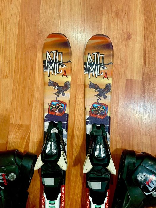 Schiuri copii 80 cm atomic cu clăpari set skiuri