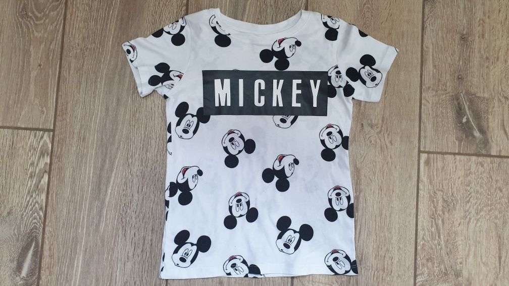 Lot 2 tricouri H&M cu Mickey si dungi colorate,marime 5-6 ani,28 lei