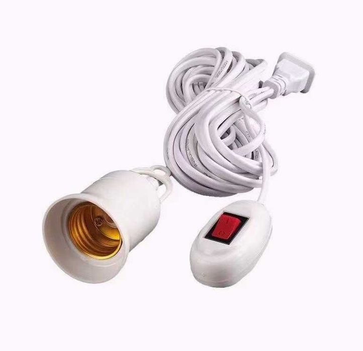 10М Кабел Удължаваща Фасунга с Щепсел и Ключ Крушка E27 Фасонка с Кука