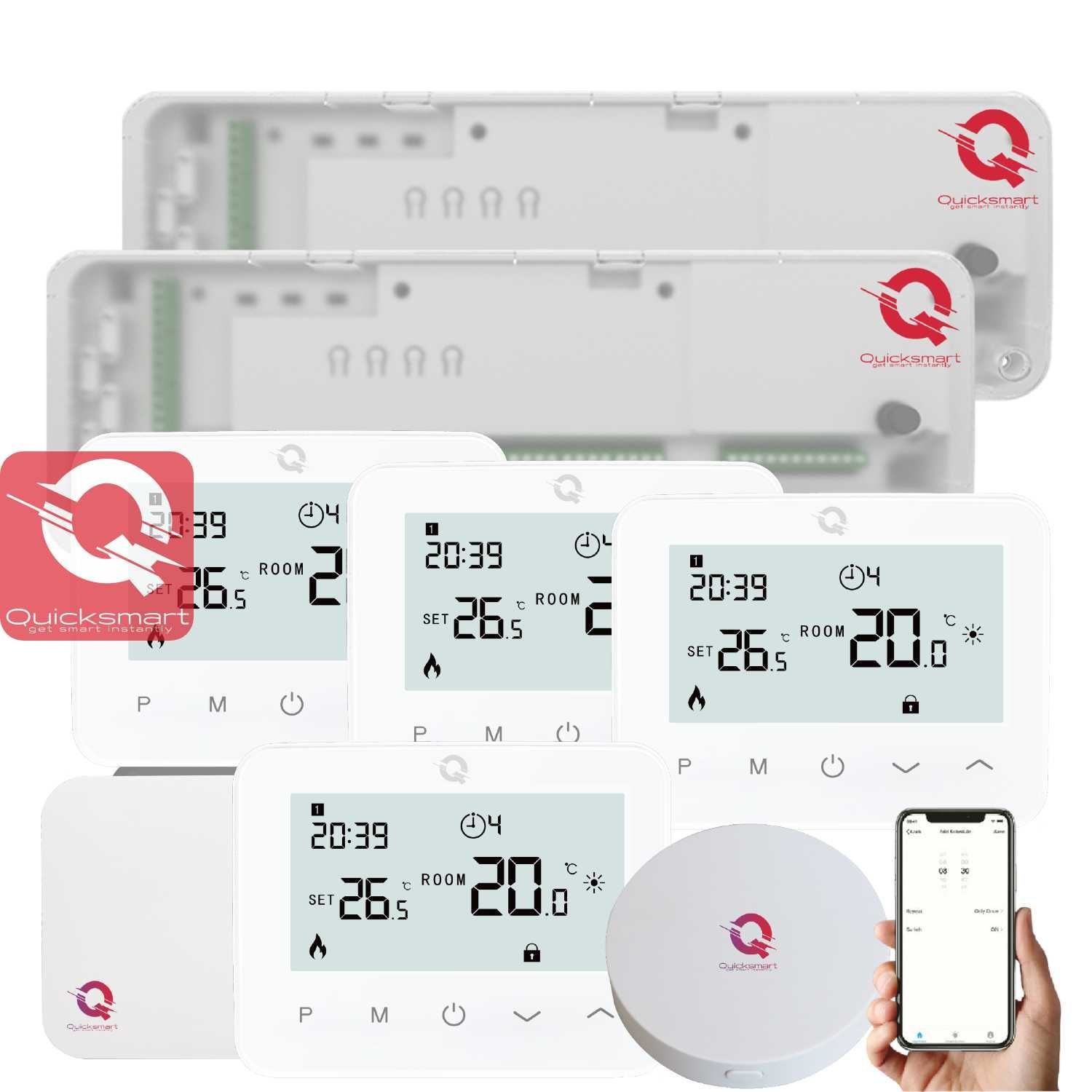Automatizare Pardoseala, 2x 8 zone, 4 termostat Q20, Wireless, Smart