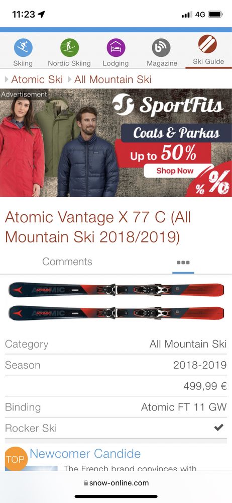 Ski Atomic Vantage X77, 171cm