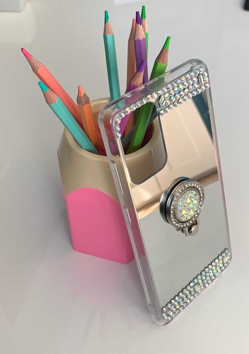 Husa tip oglinda cu pietricele si inel pt Samsung Galaxy A04s / A23 5G