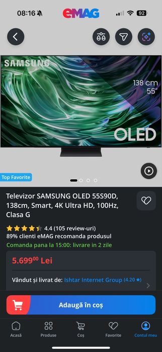 Televizor SAMSUNG OLED 138 cm 4K Ultra HD