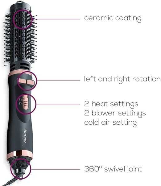 Сешоар-четка за коса с горещ въздух Beurer HT 80 , черна