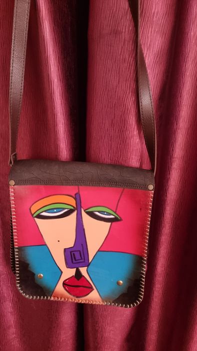 Geanta unicat , piele naturala , lucrata manual