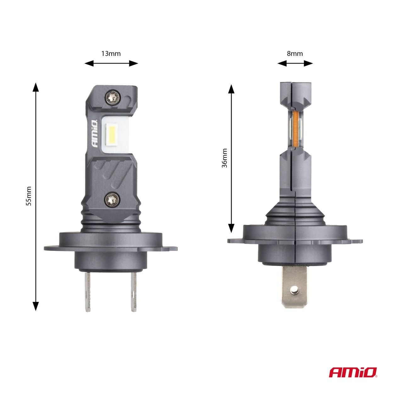 Led крушки за кола hybrid серия h7 h18 6000k canbus 60w amio-04115