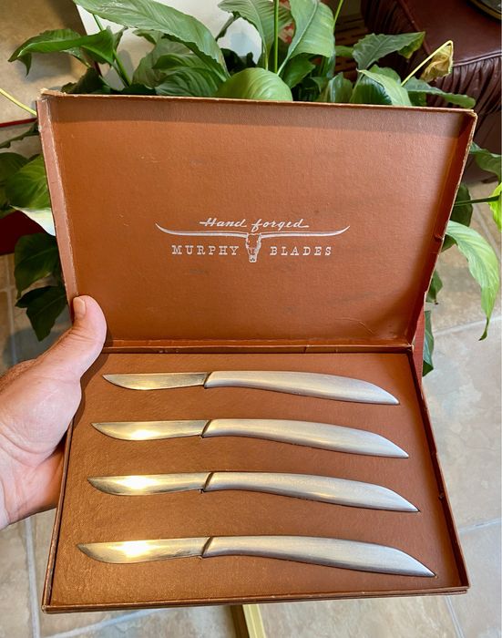 Set 4 cutite de steak Murphy forjate manual din anii 1930-1940