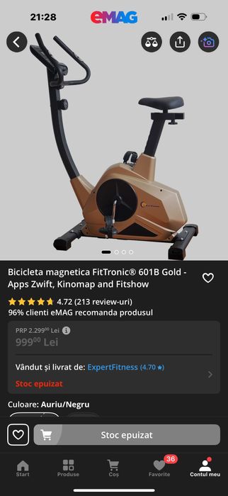 Bicicleta magnetică Fitronic