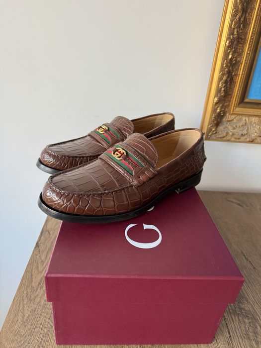 Mocasini Gucci piele de crocodil