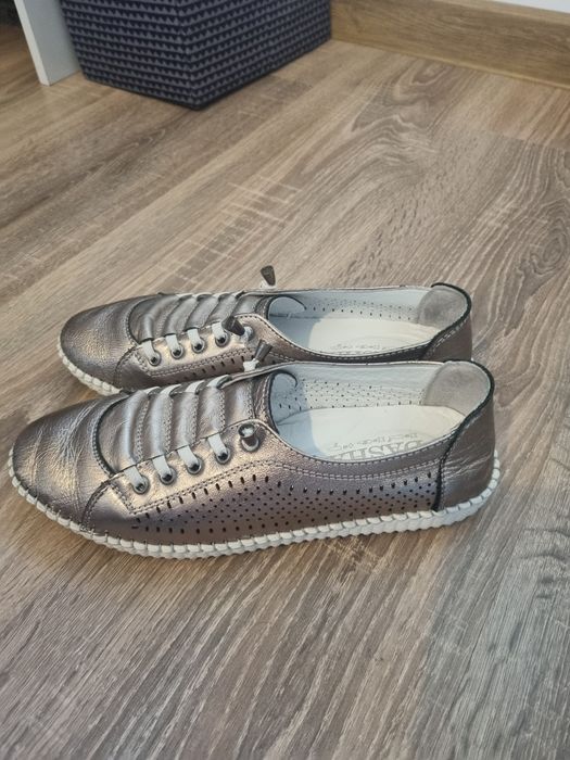 Pantofi casual dasha bronz din piele perforata