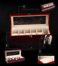 Cutie ceasuri din lemn pentru 6 ceasuri cutie depozitare ceasuri