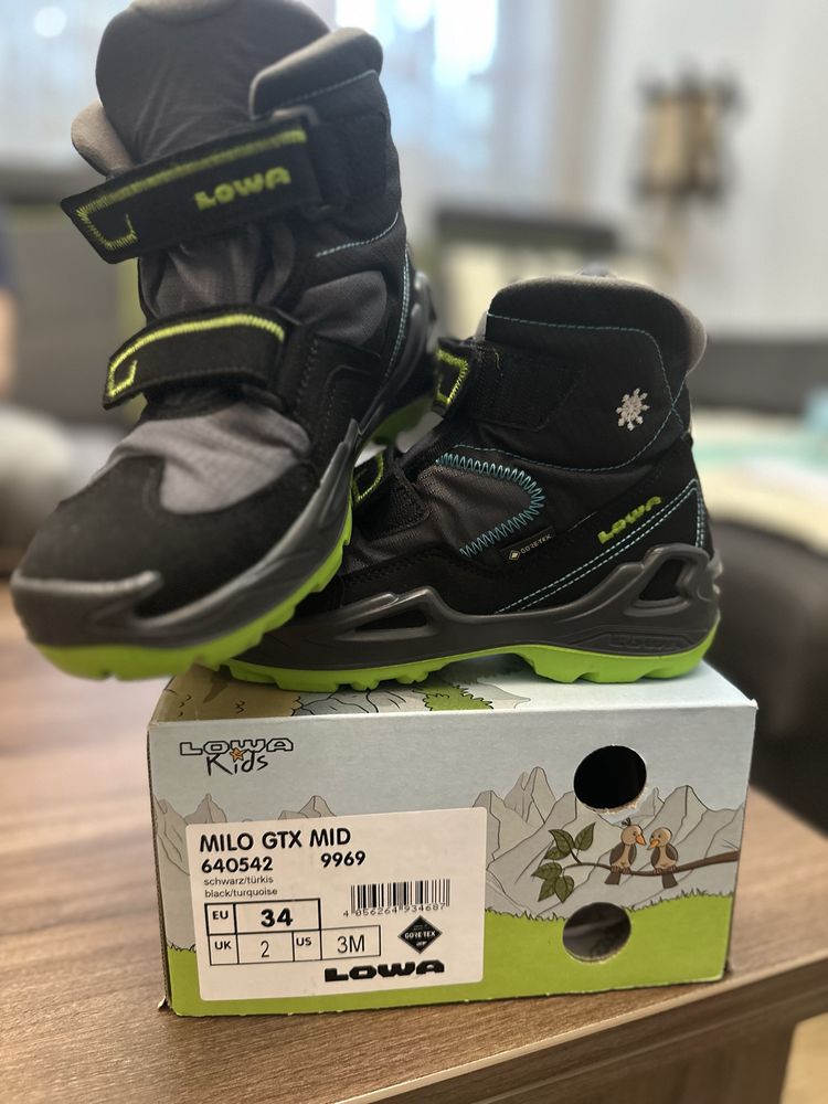 Bocanci Milo Evo GTX Mid Jr-black/turquoise-34