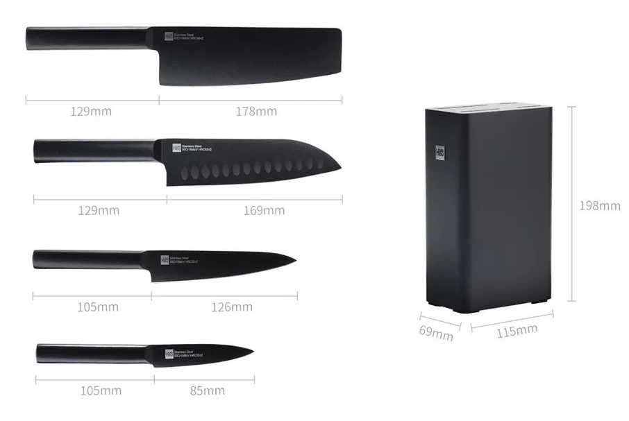 Набор кухонных ножей Xiaomi Huo Hou (4 ножа) новый