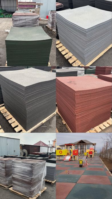 В Астане Газон, резиновые плитки, тактильные плитки, тартан