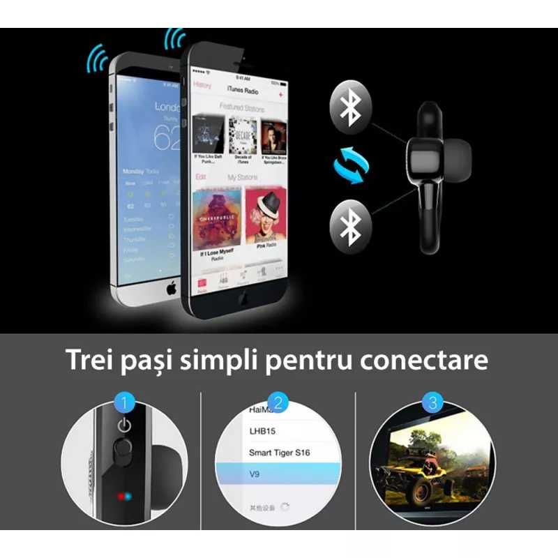 Hands-Free BT Casca Bluetooth Smart Wireleess Headset V8