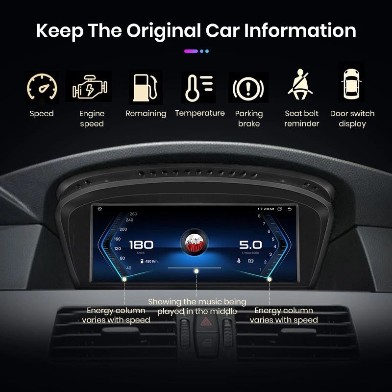 Navigatie Android Carplay BMW E60 E61 E63 E64 E90 E91 E92 E93
