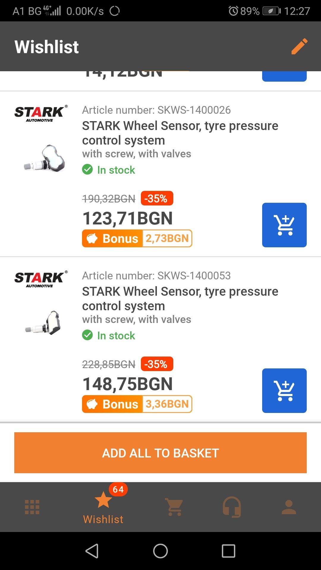 TPMS Датчици за налягане в гумите STARK GERMANY VW, PORSCHE, AUDI, BMW