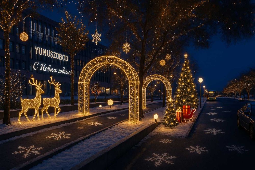 Новогоднее Оформление Дед мороз/фигурки/ветки/гирлянды