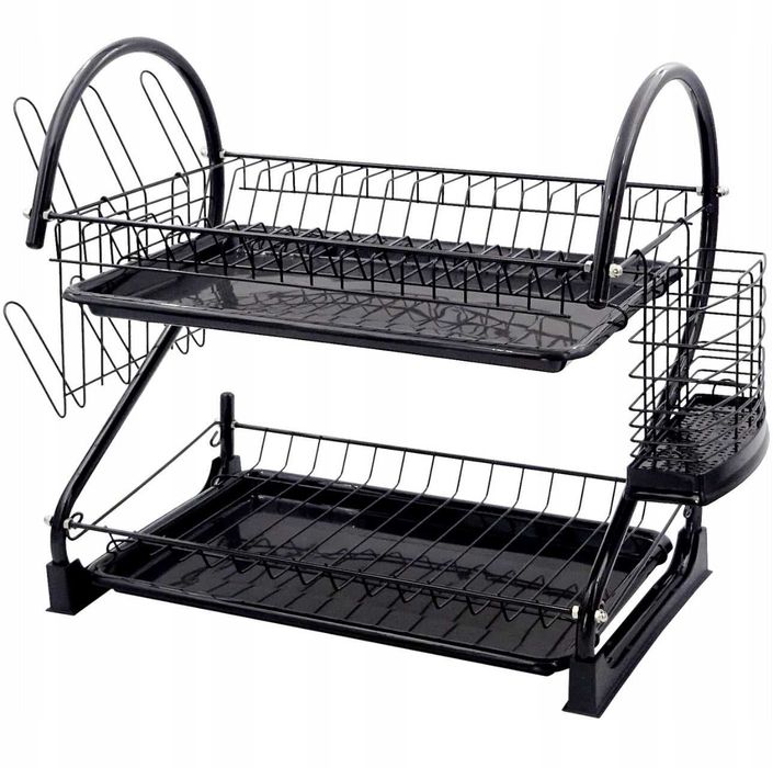 Scurgator de vase pe doua niveluri cu suport pentru pahare si tacamuri