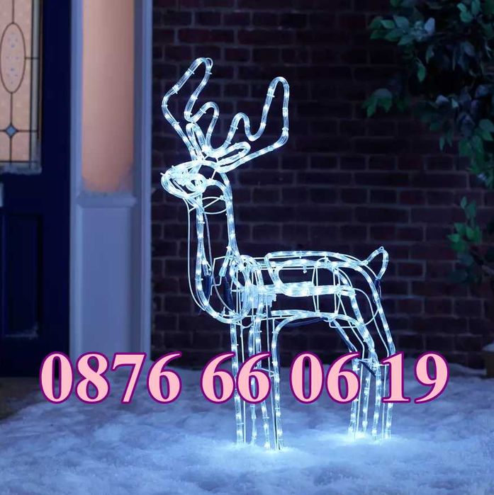 Голям Коледен елен, LED светещ елен, жълта светлина