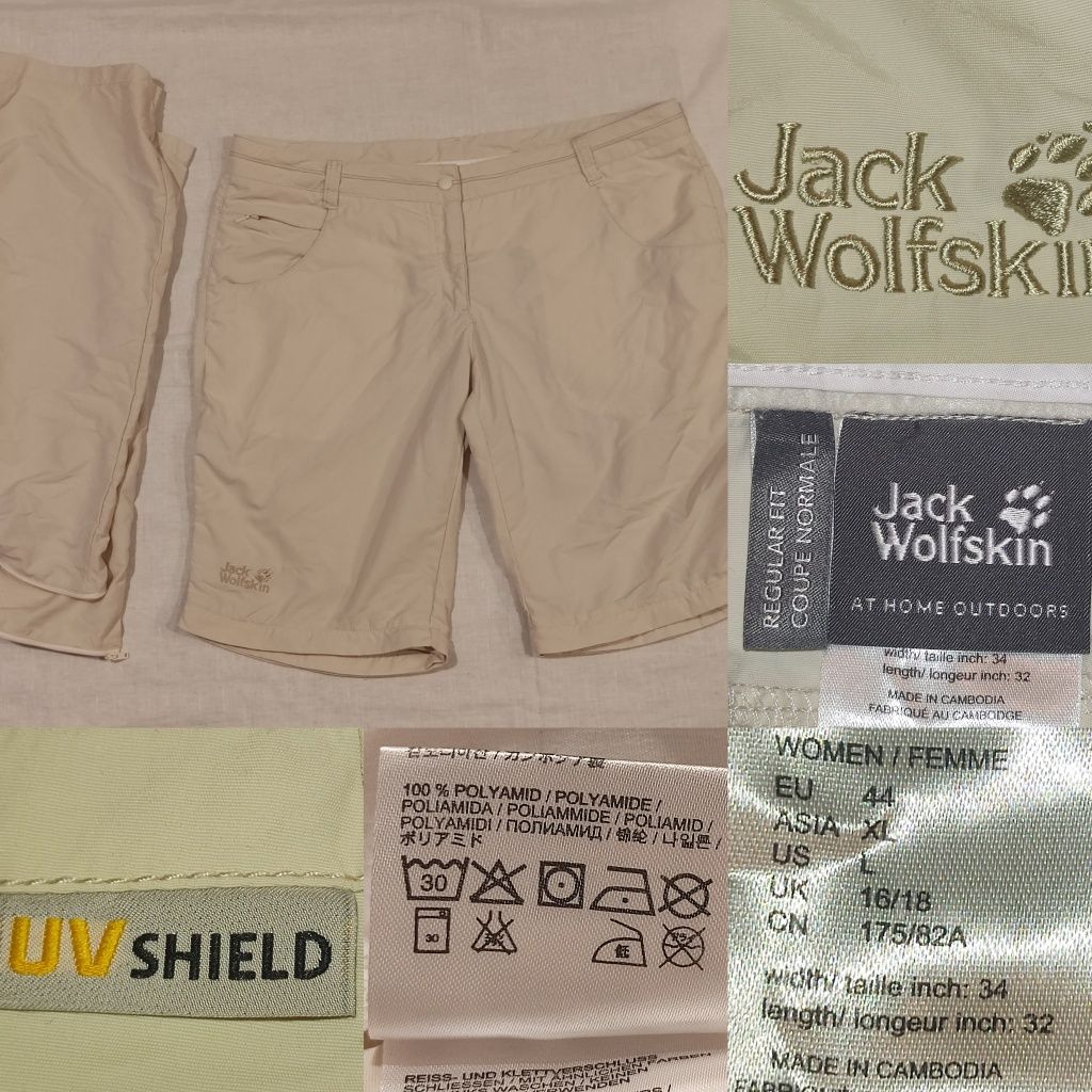 Pantaloni Jack Wolfskin UVshield dama XL scurți lungi munte tura prote