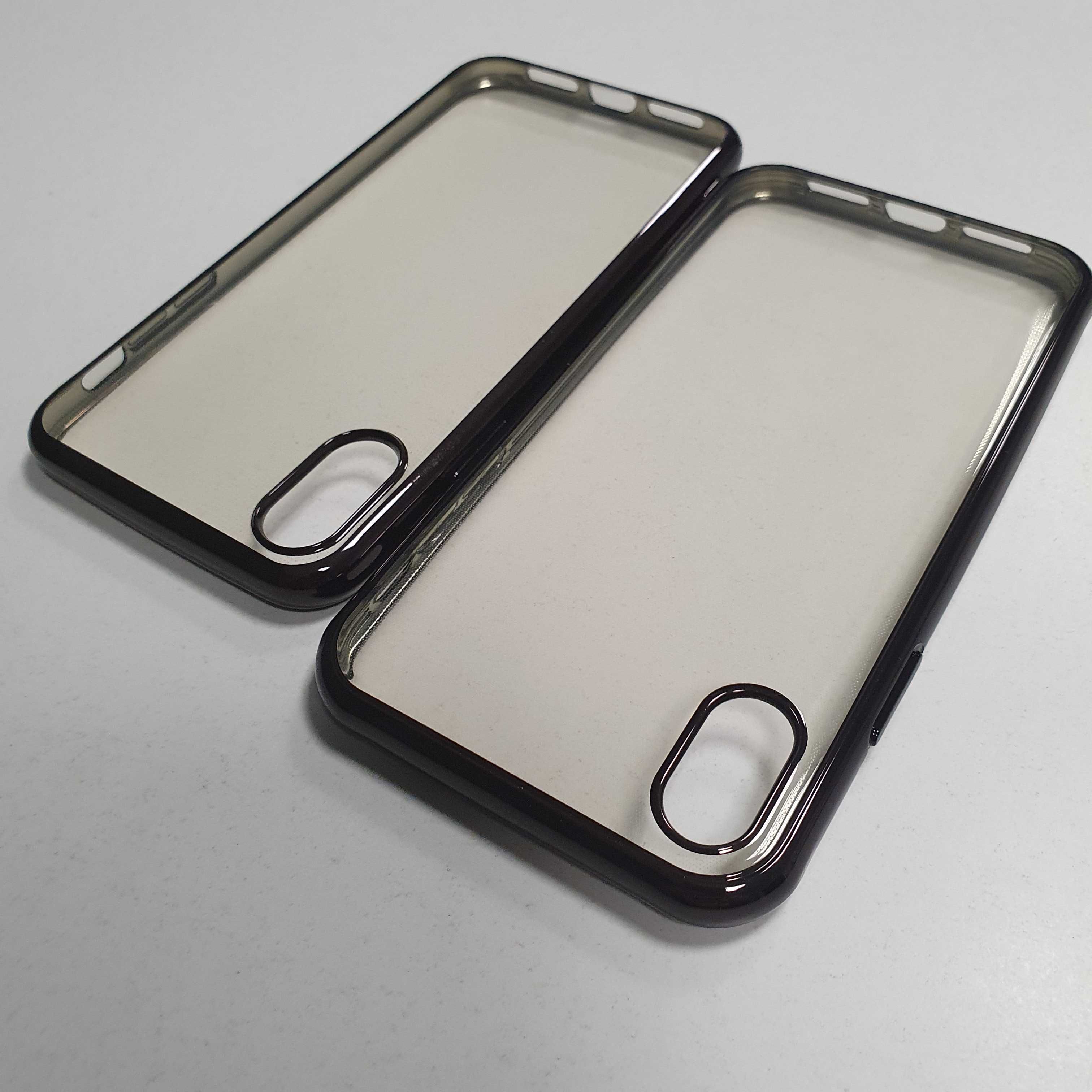 Husa iPhone XR - silicon transparent - contur negru