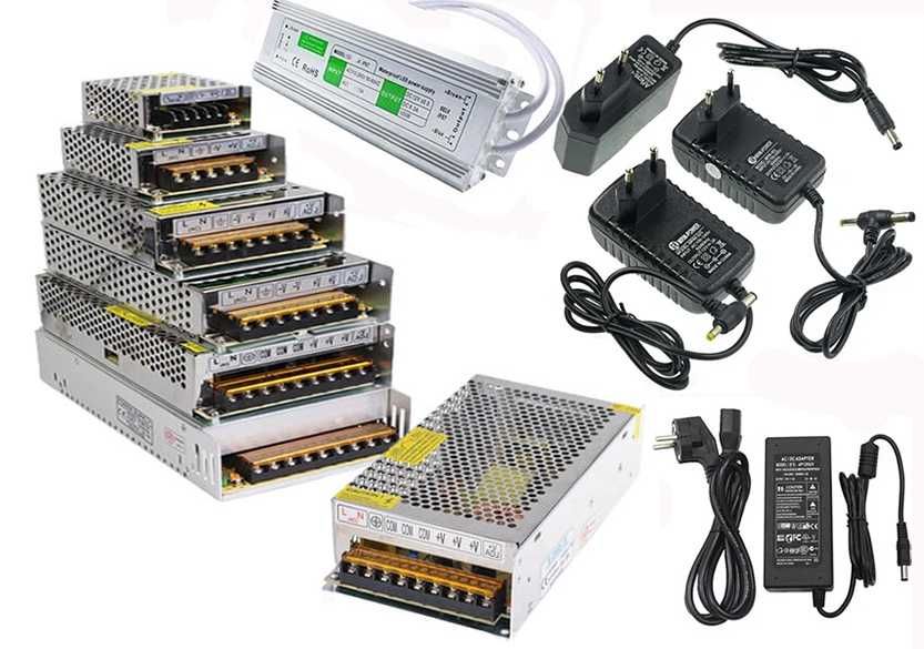 для светодиодных лент блоки питания 12 и 24 вольта с разной мощностью