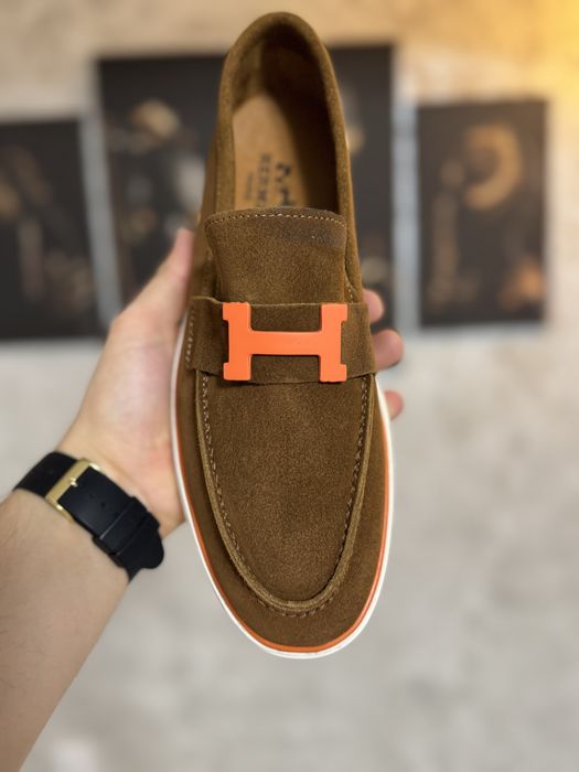 Espadrile/Mocasini Barbati H E R M E S Brown Din Piele!