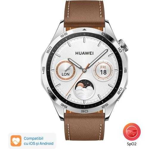 Smartwatch Huawei Watch GT 4 46 mm Curea piele maro sigilat Garantie