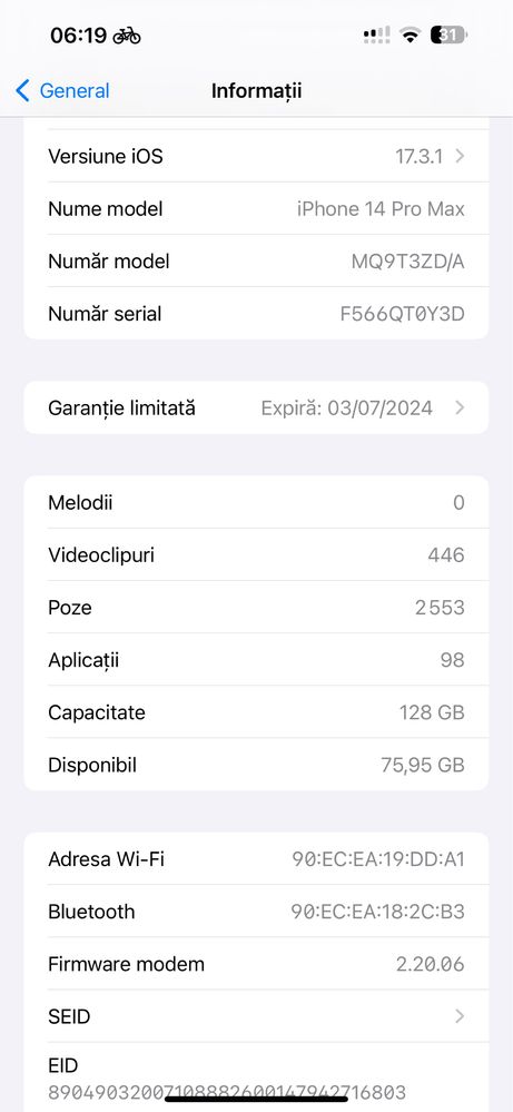 Vand iphone 14 pro max 128 Gb Deep Purple